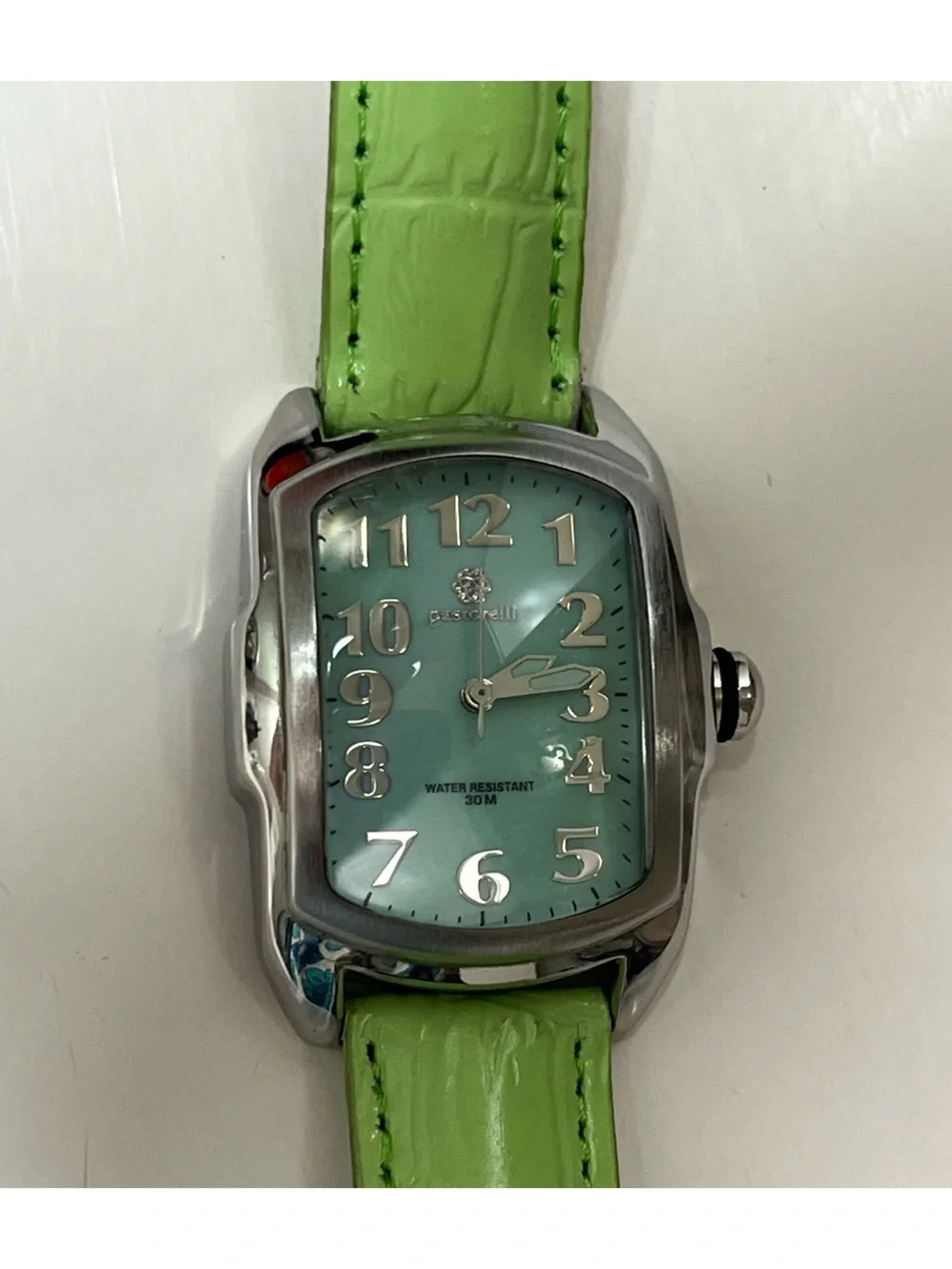 Pastorelli Ladies' Quartz Analog Stainless Steel Watch with Lime Leather Strap